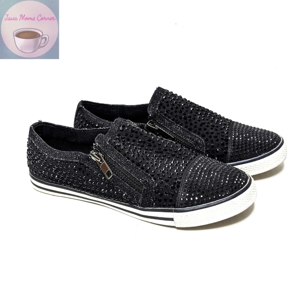 GB Gianni Bini Rhinestone Glitter Sneakers Black